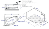 EagoUSA EAGO AM161-R 59" Single Person Corner White Acrylic Whirlpool BathTub - AM161-R