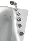 EagoUSA AM175-L 57'' White Acrylic Corner Jetted Whirlpool Bathtub W/ Fixtures - AM175-L