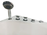 EagoUSA AM175-L 57'' White Acrylic Corner Jetted Whirlpool Bathtub W/ Fixtures - AM175-L