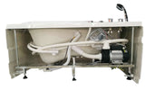 EagoUSA AM175-L 57'' White Acrylic Corner Jetted Whirlpool Bathtub W/ Fixtures - AM175-L