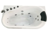 EagoUSA AM175-L 57'' White Acrylic Corner Jetted Whirlpool Bathtub W/ Fixtures - AM175-L