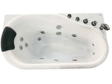 EagoUSA AM175-R 57'' White Acrylic Corner Jetted Whirlpool Bathtub W/ Fixtures - AM175-R