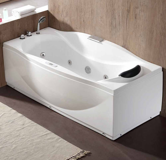 EagoUSA AM189ETL-L 6 ft Left Drain Acrylic White Whirlpool Bathtub w/ Fixtures - AM189ETL-L