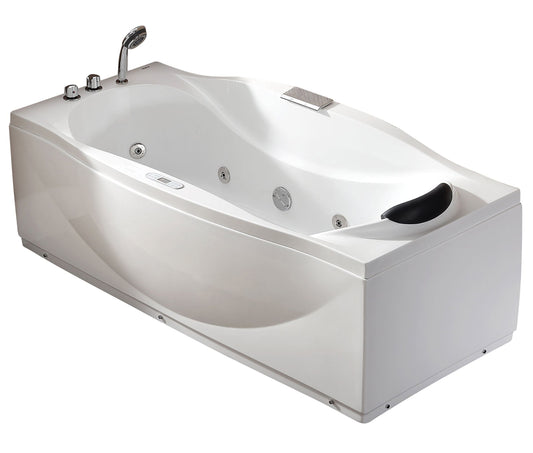 EagoUSA AM189ETL-L 6 ft Left Drain Acrylic White Whirlpool Bathtub w/ Fixtures - AM189ETL-L