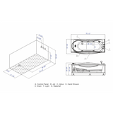 EagoUSA AM189ETL-R 6 ft Right Drain Acrylic White Whirlpool Bathtub w/ Fixtures - AM189ETL-R