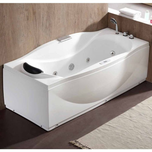 EagoUSA AM189ETL-R 6 ft Right Drain Acrylic White Whirlpool Bathtub w/ Fixtures - AM189ETL-R