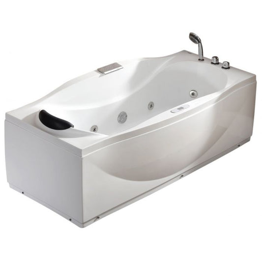 EagoUSA AM189ETL-R 6 ft Right Drain Acrylic White Whirlpool Bathtub w/ Fixtures - AM189ETL-R