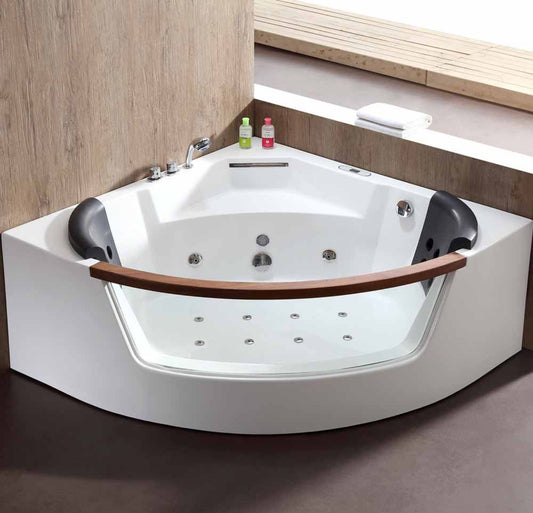 EagoUSA AM197ETL 5 ft Clear Rounded Corner Acrylic Whirlpool Bathtub for Two - AM197ETL