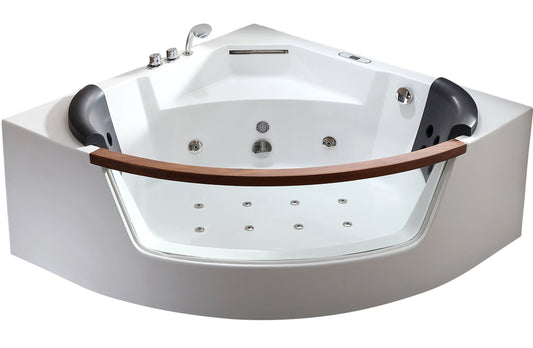 EagoUSA AM197ETL 5 ft Clear Rounded Corner Acrylic Whirlpool Bathtub for Two - AM197ETL