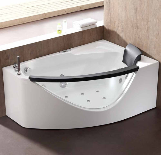 EagoUSA AM198ETL-L 5 ft Clear Rounded Left Corner Acrylic Whirlpool Bathtub - AM198ETL-L