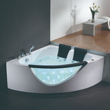 EagoUSA AM199ETL 5ft Clear Rounded Corner Acrylic Whirlpool Bathtub for Two - AM199ETL