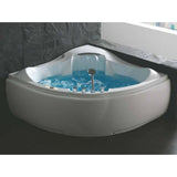 EagoUSA  AM208ETL 5 ft Corner Acrylic White Waterfall Whirlpool Bathtub for Two - AM208ETL