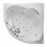 EagoUSA  AM208ETL 5 ft Corner Acrylic White Waterfall Whirlpool Bathtub for Two - AM208ETL