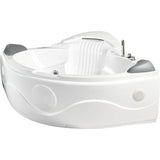 EagoUSA AM505ETL 5 ft Corner Acrylic White Waterfall Whirlpool Bathtub for Two - AM505ETL