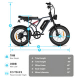 Happyrun Tank G60 Pro 1000W Moped Style Offroad Electric Bike Fat Tire - G60pro