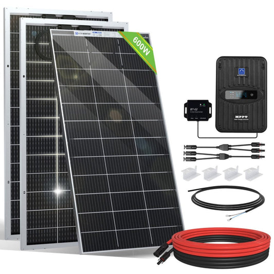 Eco-Worthy 600W 12V 3x Bifacial 195W Complete MPPT Off Grid Solar Kit
