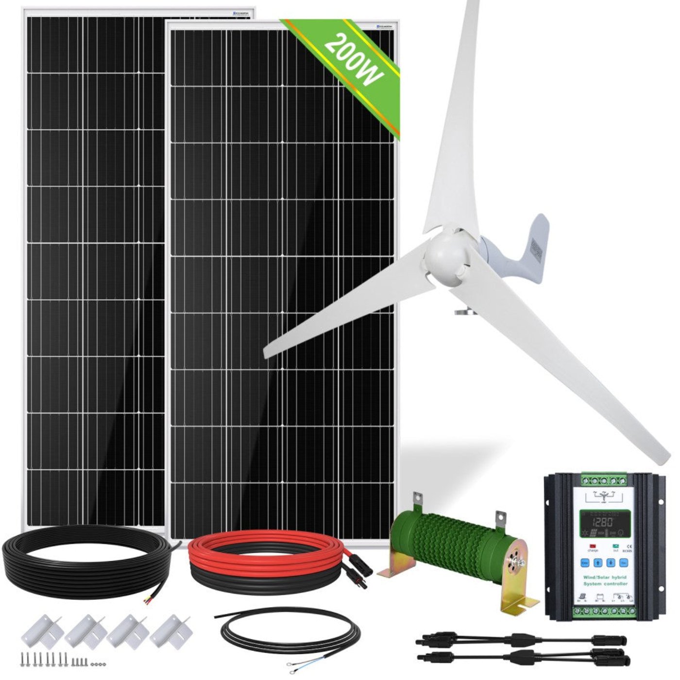 Eco-Worthy 500W 600W 12V 400W Wind+1/2x 100W Solar Solar Wind Hybrid Kit