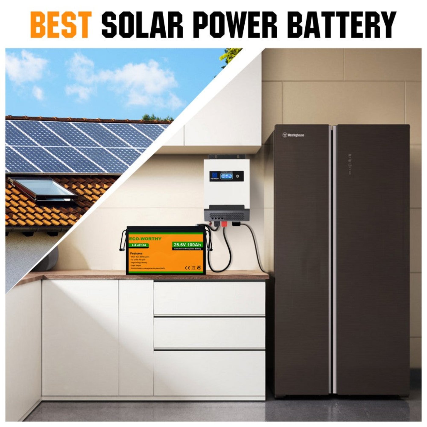Eco-Worthy LiFePO4 24V 100Ah Lithium Iron Phosphate Battery