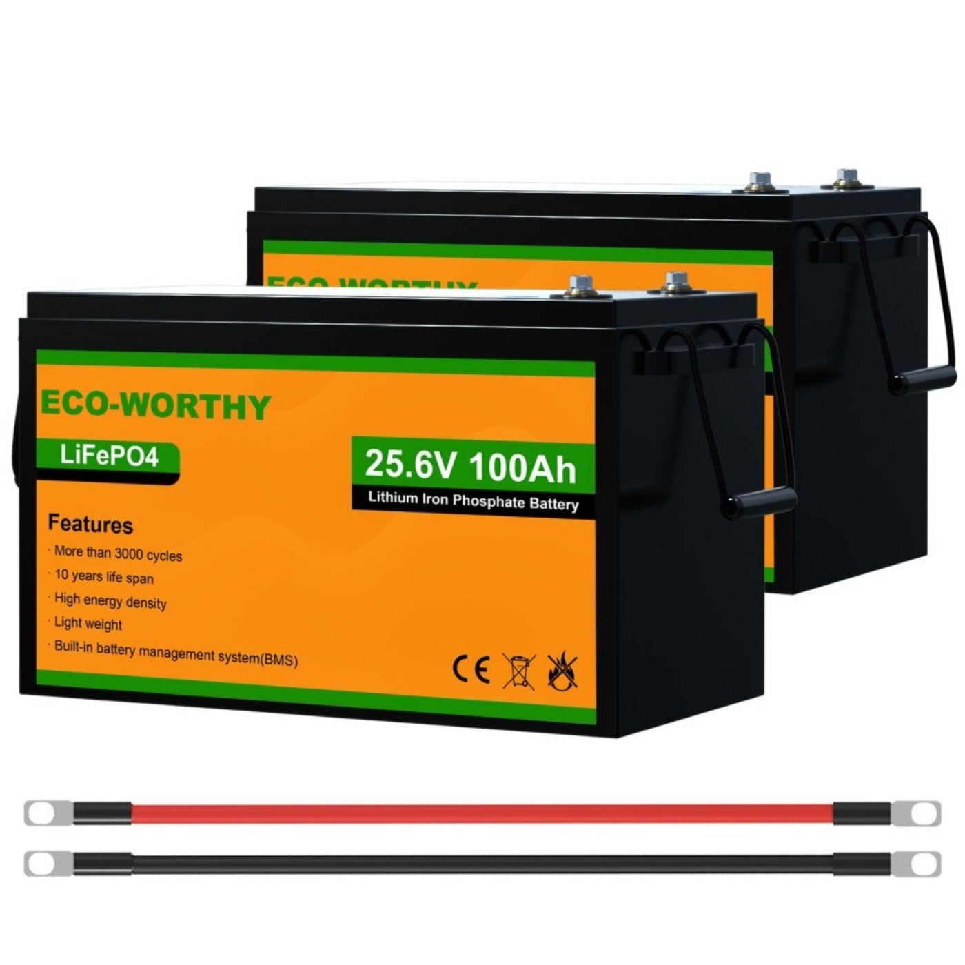 Eco-Worthy LiFePO4 24V 100Ah Lithium Iron Phosphate Battery