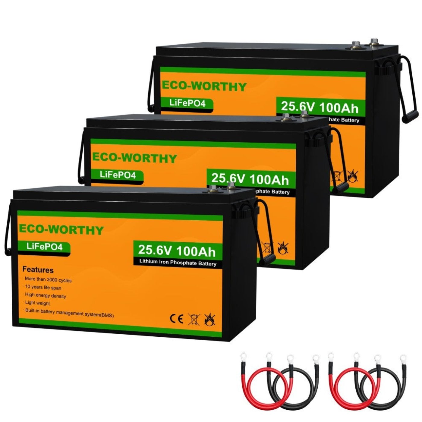 Eco-Worthy LiFePO4 24V 100Ah Lithium Iron Phosphate Battery