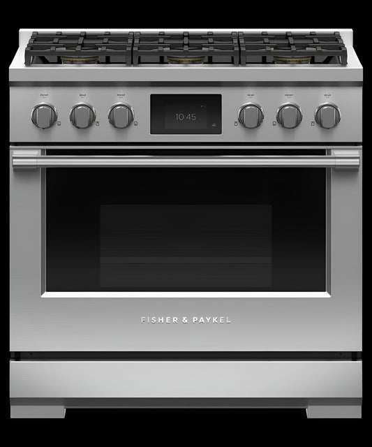 FISHER & PAYKEL RDV3366N Dual Fuel Range, 36", 6 Burners, Self-cleaning - RDV3366N-KT