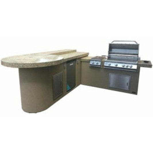 KoKoMo Aruba BBQ Island with Built In BBQ Grill Side Burner and Refrigerator - ARUBA