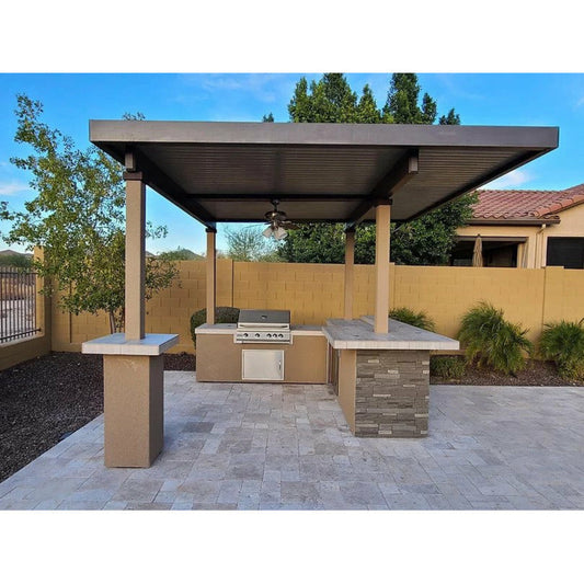 KoKoMo Aruba BBQ Island With 12' x 12' Pergola Built-In BBQ Grill - Aruba12x12Canopy