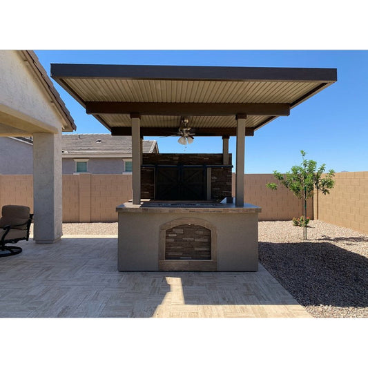KoKoMo Barn Door TV Wall BBQ Island Pergola Firepit 4 Burner Built In BBQ St. Croix -odel# St.CroixBarnDoorTVWall