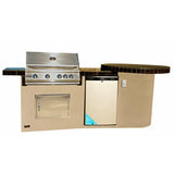 KoKoMo Fire 9' BBQ Island with 4 foot Round Bar and 4 Burner Built In BBQ Grill - Fire Island