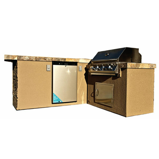 KoKoMo Baja BBQ Island with 4 Burner Built In BBQ Grill and Refrigerator - Baja