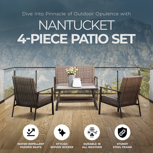 Four Seasons Courtyard Nantucket 4 Piece All Weather Deep Seating Patio Set - 396127