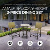 Four Seasons Courtyard Amalfi 3 Piece Balcony Height Outdoor Dining Set, Beige - 396093
