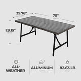 Four Seasons Courtyard 2 Tone Aluminum Eastport Slat Top Patio Dining Table - 396125