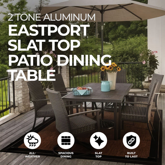 Four Seasons Courtyard 2 Tone Aluminum Eastport Slat Top Patio Dining Table - 396125