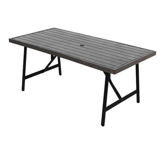 Four Seasons Courtyard 2 Tone Aluminum Eastport Slat Top Patio Dining Table - 396125