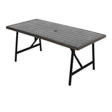 Four Seasons Courtyard 2 Tone Aluminum Eastport Slat Top Patio Dining Table - 396125