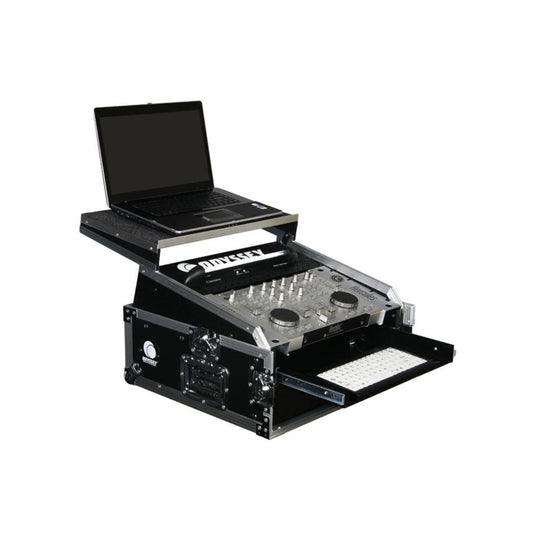 Odyssey DJ Flight Glide Style Combo Rack Case with 10U Top Slat and 2U Vertical - 188045