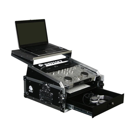 Odyssey DJ Flight Glide Style Combo Rack Case with 10U Top Slat and 2U Vertical - 188045