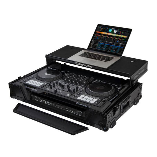 Odyssey Pioneer Flight Case with 1U Rack Space Glide Platform and Wheels, Black - 188056