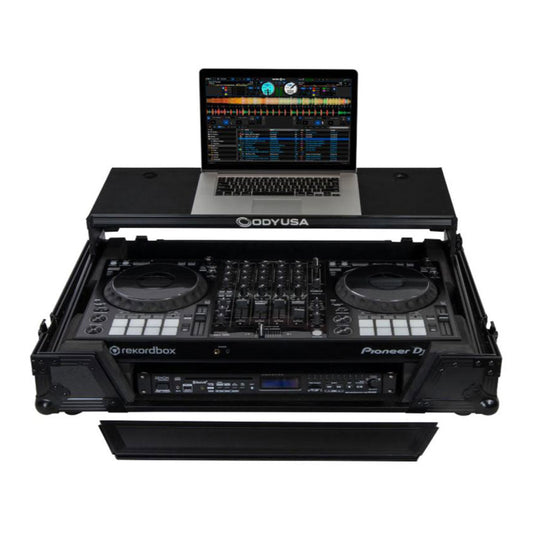 Odyssey Pioneer Flight Case with 1U Rack Space Glide Platform and Wheels, Black - 188056