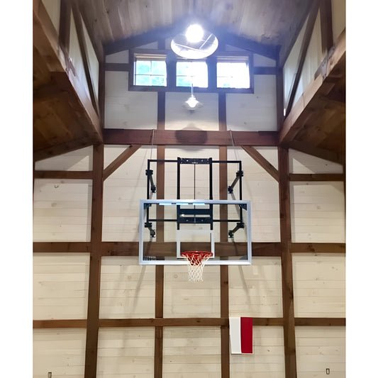 Gared Sports 42” X 72” Fold Up Basketball Wall Mounted Package w/ Electric Height Adjuster - P2400-6094GLAAGE