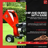 GreatCircleUSA Mini Wood Chipper - 7HP 212CC Engine, 3" Max Branches - GUO054-FBA