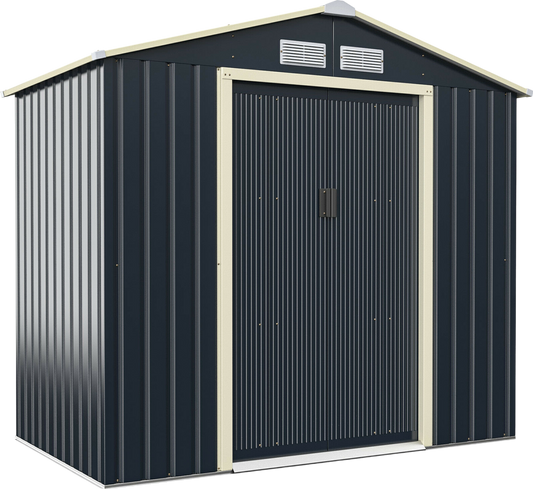 Costway Metal Storage Shed 7' x 4' with Sliding Double Lockable Doors New - GT3731GR+
