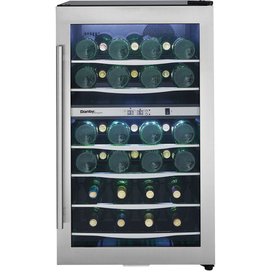 Danby - 38 Bottle Wine Cooler, Reversible Door, Tempered Glass Door - DWC040A3BSSDD