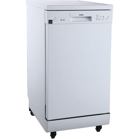 Danby - 18 inch Portable Dishwasher, 8 Place Settings, SS Interior, 4 Wash Programs - DDW1805EWP