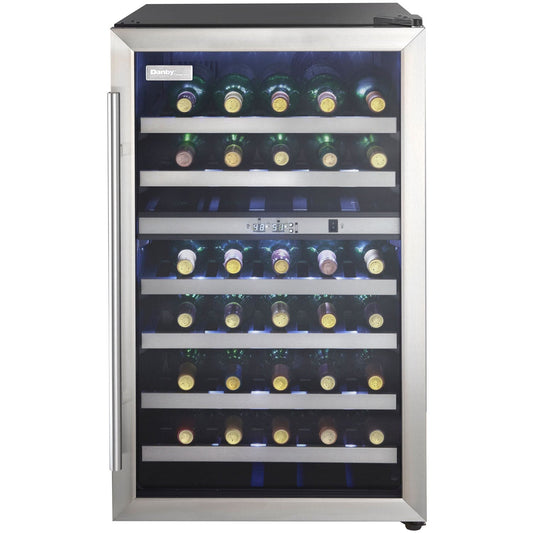 Danby - 38 Bottle Wine Cooler, Stainless Steel Door Trim, Reversible Door, Light - DWC114BLSDD