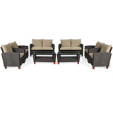 Tangkula 4-Piece Patio Rattan Furniture Set, Outdoor Wicker Conversation Set - HW64145+