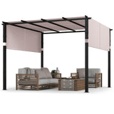 Tangkula 10x10 Ft Pergola, Patio Pergola with 2-Piece Retractable Sun Shade Canopy - NP11780BE+