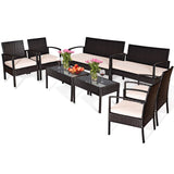 Tangkula 4 PCS/8 PCS Patio Furniture Sets, Rattan Chair Wicker Set, Outdoor Bistro Sets - HW68722