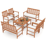 Tangkula 4/8-Piece Acacia Wood Patio Conversation Set - 2*HW73087WH